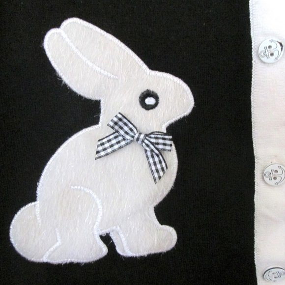 NEW black white rabbit sweater cardigan size small nwot - Picture 2 of 5